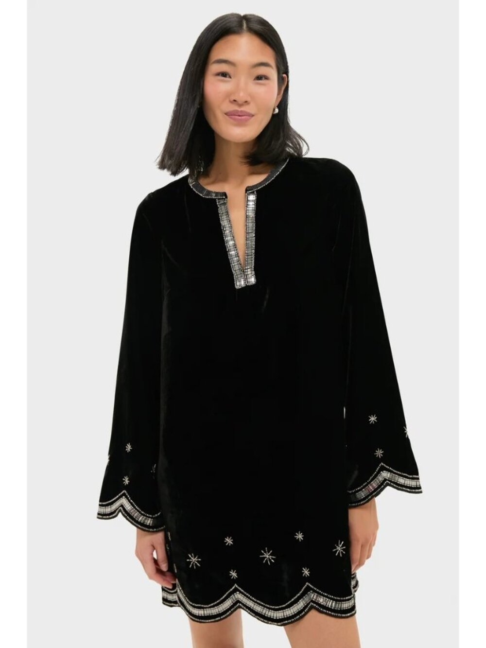 TUCKERNUCK Embellished Velvet Cabot Dress Black Size Small NWT